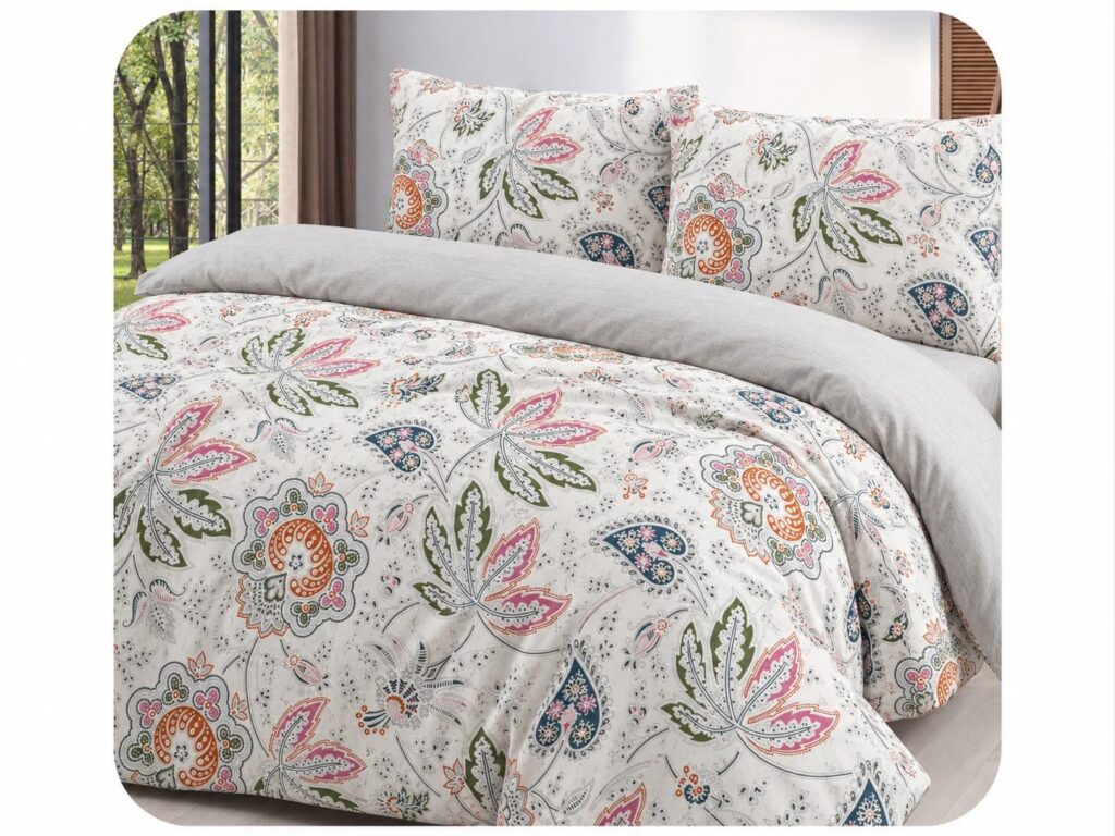 Colourful floral and paisley bed linen set with matching pillowcases