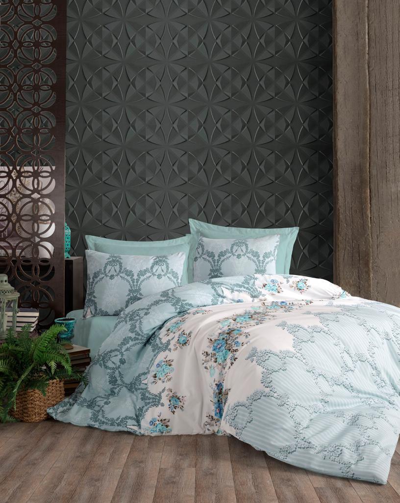 Mint and white floral bed linen set